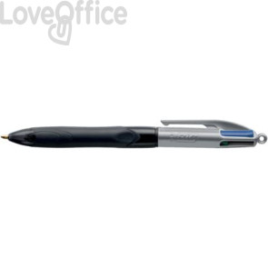 Penna a sfera 4 Colori Bic Colours™ grip - Penna a scatto 4 colori - fusto nero/grigio - 1 mm