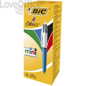 Penna a sfera 4 Colori Bic Colours™ grip - Penna a scatto 4 colori - fusto bianco/blu - 1 mm - 895958