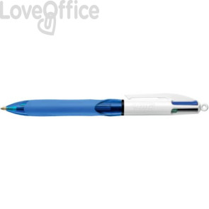 Penna a sfera 4 Colori Bic Colours™ grip - Penna a scatto 4 colori - fusto blu traslucido - 1 mm - 8871361