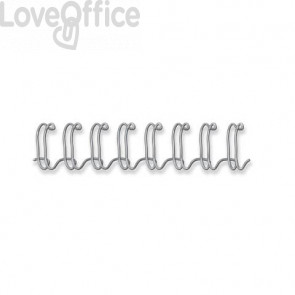 Dorsi metallici a 34 anelli Fellowes - 9,5 mm - 80 fogli - Argento - 5327901 (conf.100)
