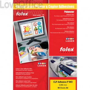 Film adesivo per stampanti laser Folex - A4 - 50 µm - Bianco lucido - CLP Adhesive P WO (conf.50)