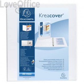 Raccoglitore personalizzabile Exacompta A4 maxi Kreacover® Bianco 4 anelli a D 50 mm - 51944E