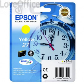 Originale Epson C13T27044010 Cartuccia Ink-jet blister RS Sveglia 27 ml. 3,6 Giallo 