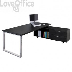 scrivania nera da ufficio e mobile cassettiera
