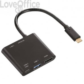 Adattatore Multiport HAMA 4in1 USB C / 2xUSB A, USB Type C, HDMI Nero 7135729