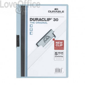 Cartellina con clip Durable DURACLIP® A4 - Dorso 3 mm - capacità 30 fogli in PVC Azzurro - 220006