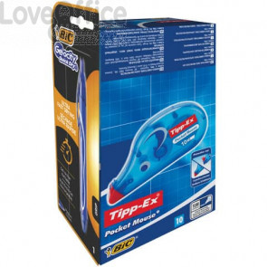 Correttori a nastro TIPP-EX Pocket Mouse - 4,2 mm x 10 m - 989680 (conf. 10 + Penna Gel-ocity Quick Dry Blu)