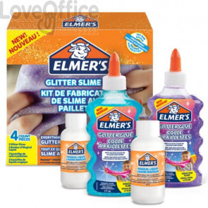 Kit Glitter Slime Elmer's 2 flaconi colla Blu/Viola 177 ml + 2 Magical Liquid 68 ml - 2077256
