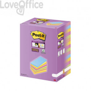 Foglietti riposizionabili Post-it® Super Sticky Color Notes 127x76 mm Tower Pack 16 blocchetti Assortito da 90 ff