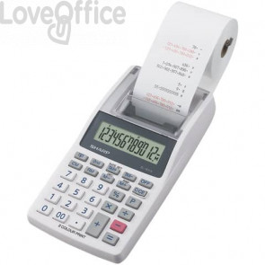 Calcolatrice scrivente mobile 12 cifre Sharp EL-1611V 2 colori di stampa doppia alimentazione grigia - SH-EL1611V