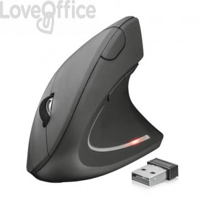 Mouse Wireless ergonomico verticale Verto Trust microricevitore USB 2.0 - portata 10 metri - Nero - 22879