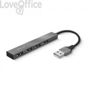Hub Mini USB 2.0 a 4 porte in alluminio Trust Grigio 