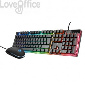Tastiera e mouse gaming Trust GXT 838 Azor Nero - luci a LED con modalità di colore - 23483