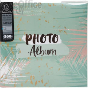 Album portafoto con tasche per 200 foto Exacompta Pastel Tropic 22,5x22 cm - Verde 
