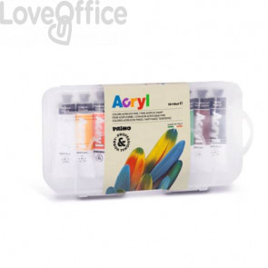 Colore acrilico fine Primo H&P 18 ml - scatola polipropilene da 10 tubetti - colori assortiti