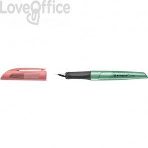 Penna stilografica Stabilo Flow Cosmetic - 0,5 mm - inchiostro blu - fusto rosa/verde metallizzato