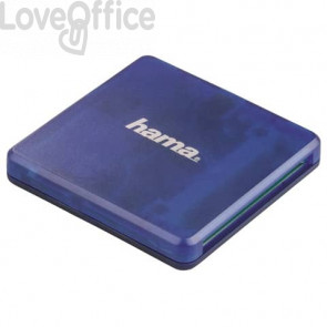 Lettore USB 2.0 con cavo per schede di memoria - SD, SDHC, SDXC, MSD, CF I e II, Polybag Hama blu