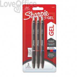Penna gel a scatto Sharpie S-Gel - punta media 0,7 mm - assortiti blu/rosso/nero (conf.3)