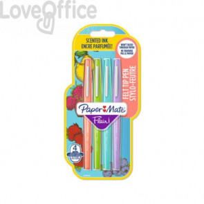 Penne punta fibra Paper Mate Flair/Nylon scented 1.1 M - tratto 1 mm - assortiti (blister da 4 pezzi)