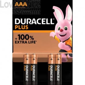 Batterie alcaline Duracell Plus100 Ministilo AAA - MN2400 mAh - DU0201 (conf.4)