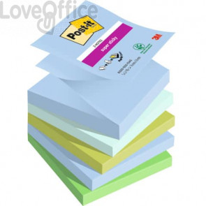 Ricariche di foglietti Post-it® Super Sticky Z-Notes Oasis - 76x76 mm - 90 foglietti cad. (conf.5 blocchetti)