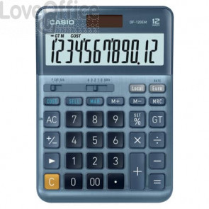 Calcolatrice da tavolo Casio DF-120EM-W-EP - Blu - solare e batteria display 12 cifre