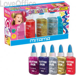 Colla Glitter Mitama Neon effetto rilievo formato 37,5 ml - colori assortiti (conf. 5  flaconcini)