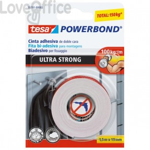 Tesa nastro biadesivo Ultrastrong Powerbond - 19 mm x 1,5 m - bianco - 55791-00002-01