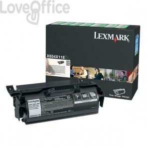 Originale Lexmark X654X11E Toner altissima resa return program Nero