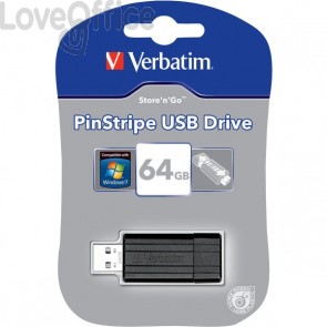 Chiavetta USB PINSTRIPE Verbatim - nero - 64 GB - 49065
