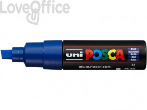 Pennarello Uniposca Blu a tempera Uni-Ball Uni-Ball punta a scalpello 8 mm