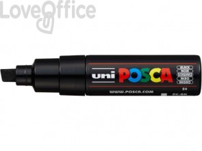 Pennarello Uniposca nero a tempera Uni-Ball punta a scalpello 8 mm - M PC8K N