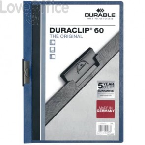 Cartellina con clip Durable DURACLIP® A4 - dorso 6 mm - capacità 60 fogli blu - 220907