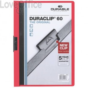 Cartellina con clip Durable DURACLIP® A4 - Dorso 6 mm - capacità 60 fogli in PVC Rosso - 220903