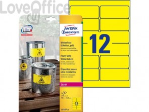 Etichette in poliestere AVERY giallo - 99,1x42,3 mm - 20 fogli - L6107-20 (240 etichette)