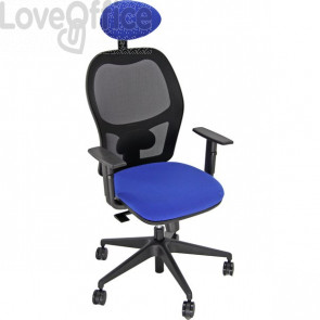 Sedia per ufficio HUBBLE GRAFIX UNISIT - con poggiatesta e schienale in rete - microfibra - Blu elettrico - Braccioli opzionali