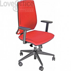 Sedia ufficio girevole Unisit Giulia con base in alluminio - Braccioli inclusi - Rivestimento fili di luce Rosso mattone