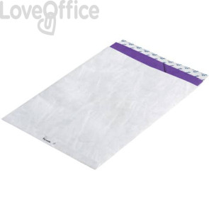 Buste a sacco piatte con strip bianche 30,5x39,4 cm - Tyvek formato E4 - 55g/m² (conf.500)