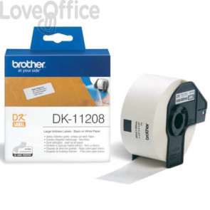 Rotolo da 400 etichette adesive in carta Nero/Bianco Brother 38 x 90 mm DK11208