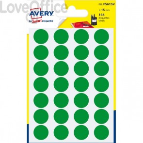 Etichette rotonde in bustina Avery - Verde - diam. 15 mm - scrivibili a mano (168 etichette)