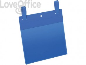 Tasche per identificazione Durable con fascette di aggancio Blu - esterno mm 223x387- inserto A5 orizz. - 174907 (conf.50)