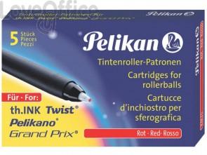 Cartucce di inchiostro Pelikan km/5 con punta roller rosso astuccio da 5 - 946491