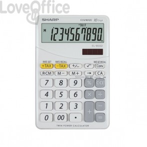 Calcolatrice da tavolo EL-M332B a 10 cifre Sharp - Bianco - SH-ELM332BWH