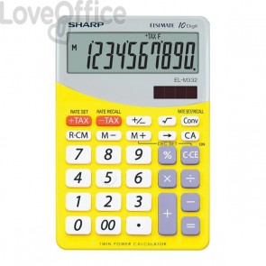 Calcolatrice da tavolo EL-M332B a 10 cifre Sharp - giallo - SH-ELM332BYL