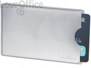Tasca porta carte di credito DURABLE RFID SECURE argento metallizzato 54x86mm - 890023 (conf. 10)