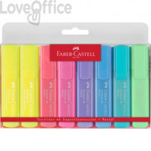 Evidenziatori Faber-Castell Textliner 46 Pastel 1-2-5 mm - colori assortiti - Conf. 8 pezzi - 154681