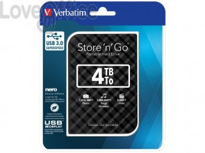 Hard Disk Esterno Store'n Go 3.0 Verbatim 4 TB - nero 53223