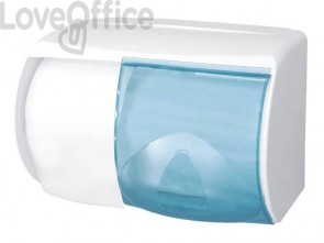 Distributore di carta igienica doppio rotolo QTS 175 mm con capacità massima Ø 13 cm Bianco con vetrino Blu - IN-TOD/WS