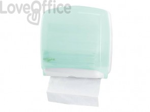 Distributore mini di carta asciugamani in fazzoletti QTS in PPL con capacità 300 foglietti verde opalino