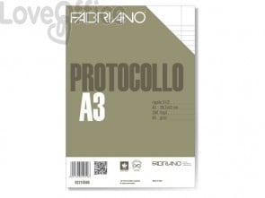 Fogli protocollo a righe Fabriano - rigato a 31 con 2 margini - 60 g/m² - A4 chiuso - A3 aperto (conf.200 fogli)
